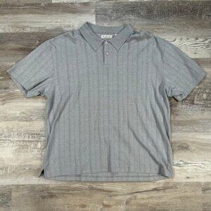 Ron Chereskin Gray Ribbed Knit Polo Shirt XL Retro Minimalist Dadcore